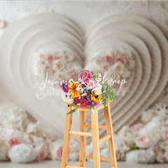 Lofaris Elegant Cream and Pink Floral Layered Heart Photography Backdrop Romantic Wedding Valentine’s Day Party Decoration