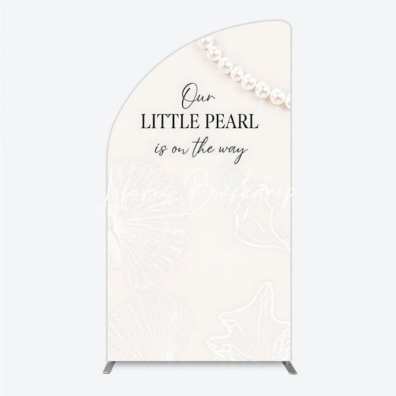 Lofaris Elegant Cream Little Pearl Baby Shower Half Moon Arch Backdrop Nautical Seashell and Design