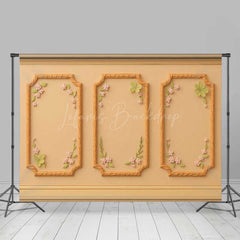 Lofaris Elegant Cream Wall and Wood Floor Combo Set Backdrop Vintage Botanical Panel Photography Studio Photo Prop