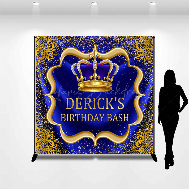 Lofaris Elegant Crown Curtain Happy Birthday Custom Backdrop