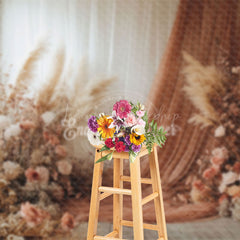 Lofaris Elegant Curtain Boho Floral Wedding Photo Backdrop