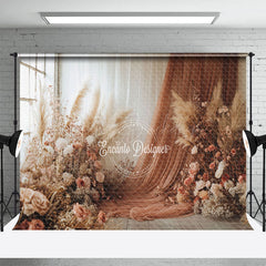 Lofaris Elegant Curtain Boho Floral Wedding Photo Backdrop