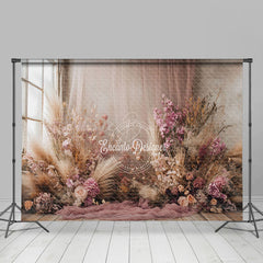 Lofaris Elegant Curtain Window Boho Floral Wedding Backdrop