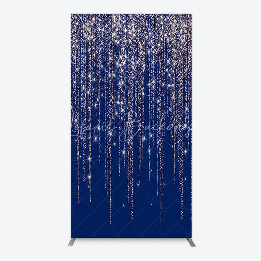 Lofaris Elegant Dark Blue and Rose Gold Glitter Sparkling Cascading Rectangle Arch Backdrop Party Celebration Decor