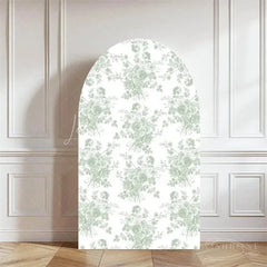 Lofaris Elegant Floral Arch Backdrop French Country Toile Inspired Pattern for Romantic Wedding or Bridal Shower