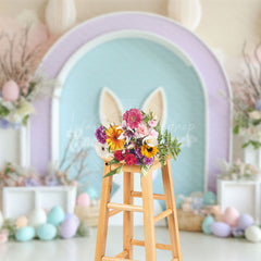 Lofaris Elegant Floral Arch Bunny Eggs Easter Photo Backdrop