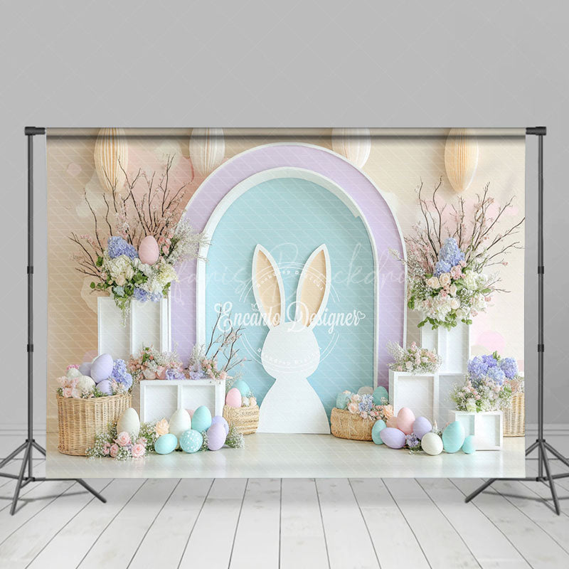Lofaris Elegant Floral Arch Bunny Eggs Easter Photo Backdrop