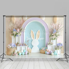 Lofaris Elegant Floral Arch Bunny Eggs Easter Photo Backdrop