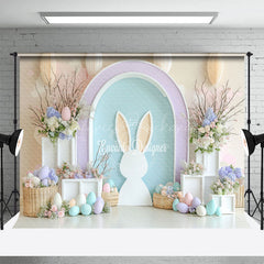 Lofaris Elegant Floral Arch Bunny Eggs Easter Photo Backdrop