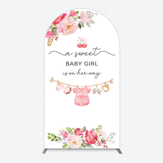 Lofaris Elegant Floral Baby Shower Arch Backdrop For Girls
