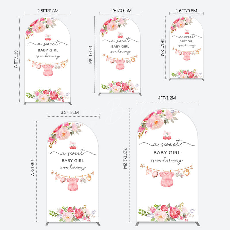 Lofaris Elegant Floral Baby Shower Arch Backdrop For Girls