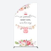 Lofaris Elegant Floral Baby Shower Half Moon Arch Backdrop For Girls