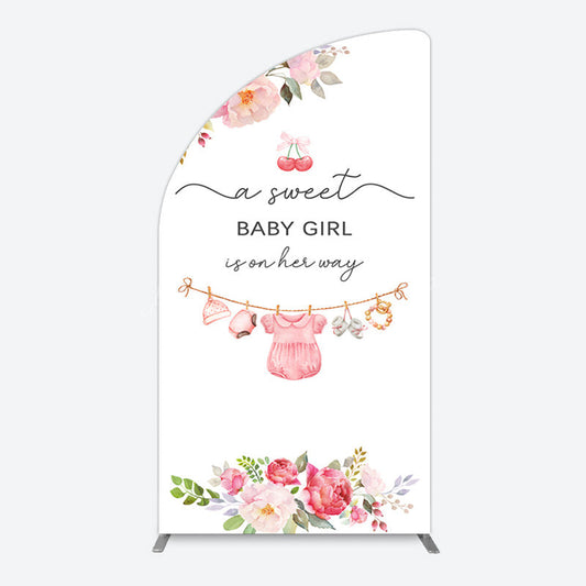 Lofaris Elegant Floral Baby Shower Half Moon Arch Backdrop For Girls