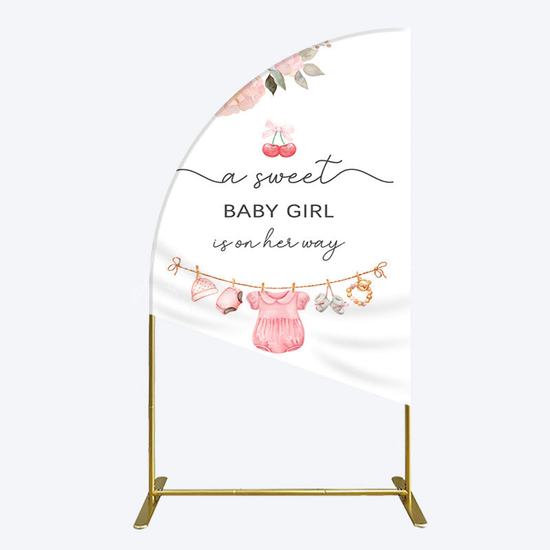 Lofaris Elegant Floral Baby Shower Half Moon Arch Backdrop For Girls