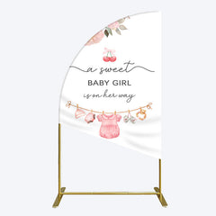 Lofaris Elegant Floral Baby Shower Half Moon Arch Backdrop For Girls