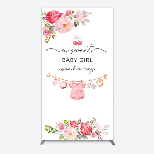 Lofaris Elegant Floral Baby Shower Rectangle Backdrop For Girls