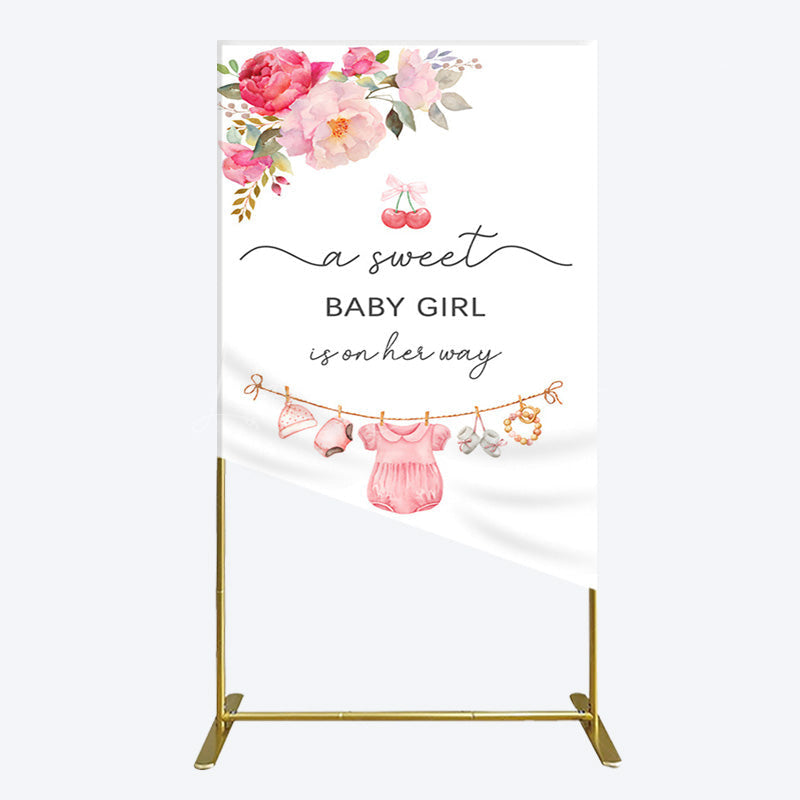 Lofaris Elegant Floral Baby Shower Rectangle Backdrop For Girls