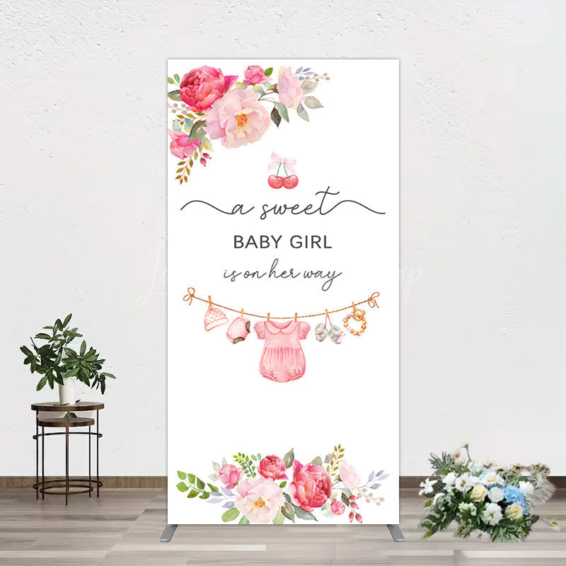 Lofaris Elegant Floral Baby Shower Rectangle Backdrop For Girls