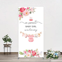 Lofaris Elegant Floral Baby Shower Rectangle Backdrop For Girls