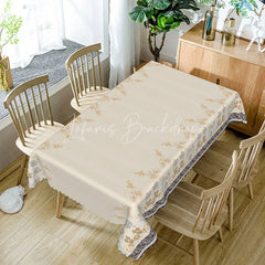 Lofaris Elegant Floral Border Rectangle Tablecloth Blue Brown Flower Beige Center Simple Dining Table Cover Wedding Decoration