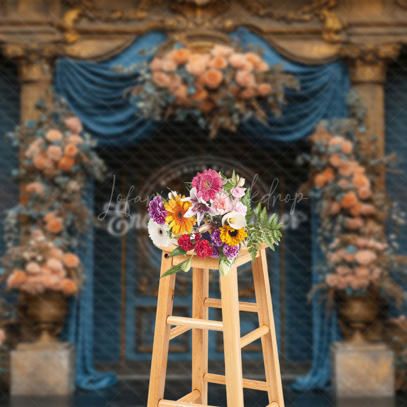 Lofaris Elegant Floral Curtain Door Sweet Wedding Backdrop