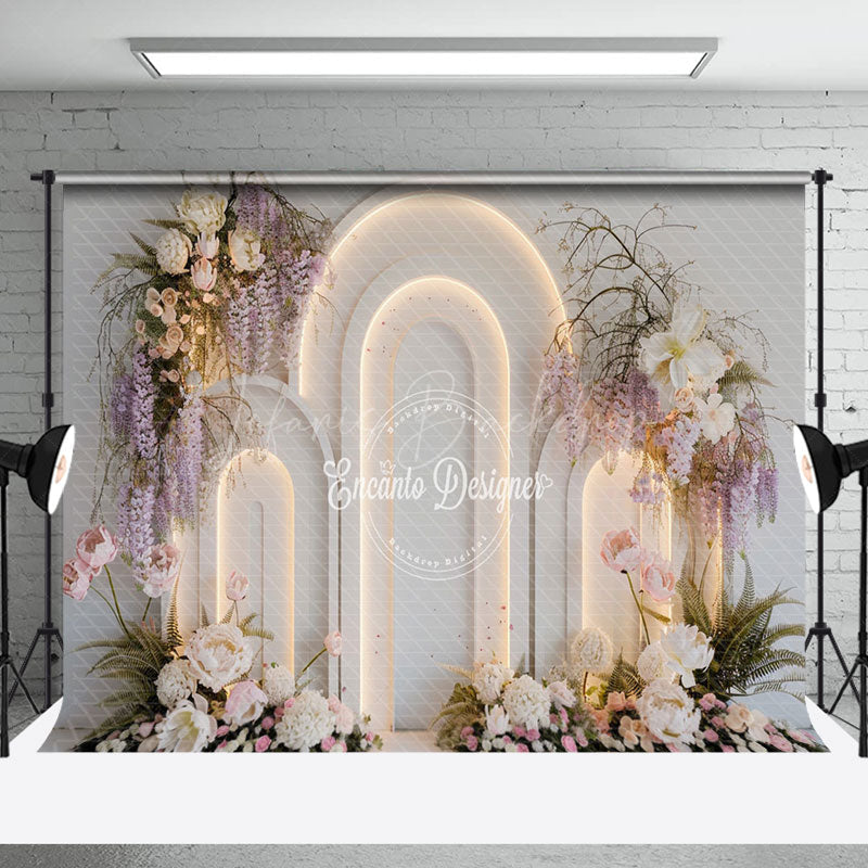 Lofaris Elegant Floral Plant White Arch Wall Wedding Backdrop