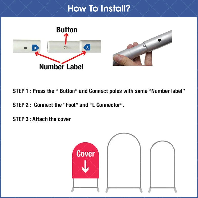 Lofaris Elegant Floral Wedding Arch 3 Piece Frame Set Chiara Backdrop Stand Ceremony Party Decor Kit