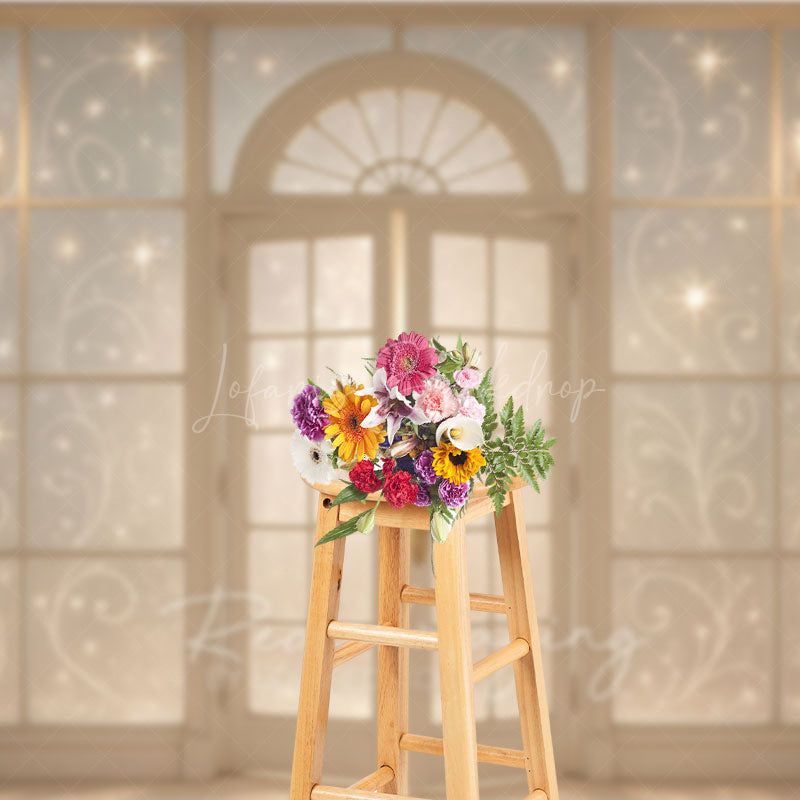 Lofaris Elegant French Doors with Sparkles Photography Backdrop Winter Palace Ballroom Christmas or Wedding Photos