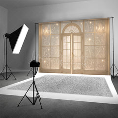Lofaris Elegant French Doors with Sparkles Photography Backdrop Winter Palace Ballroom Christmas or Wedding Photos