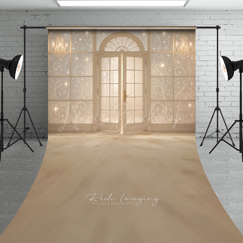 Lofaris Elegant French Doors with Sparkles Sweep Backdrop Winter Palace Ballroom Christmas or Wedding Photo Floor