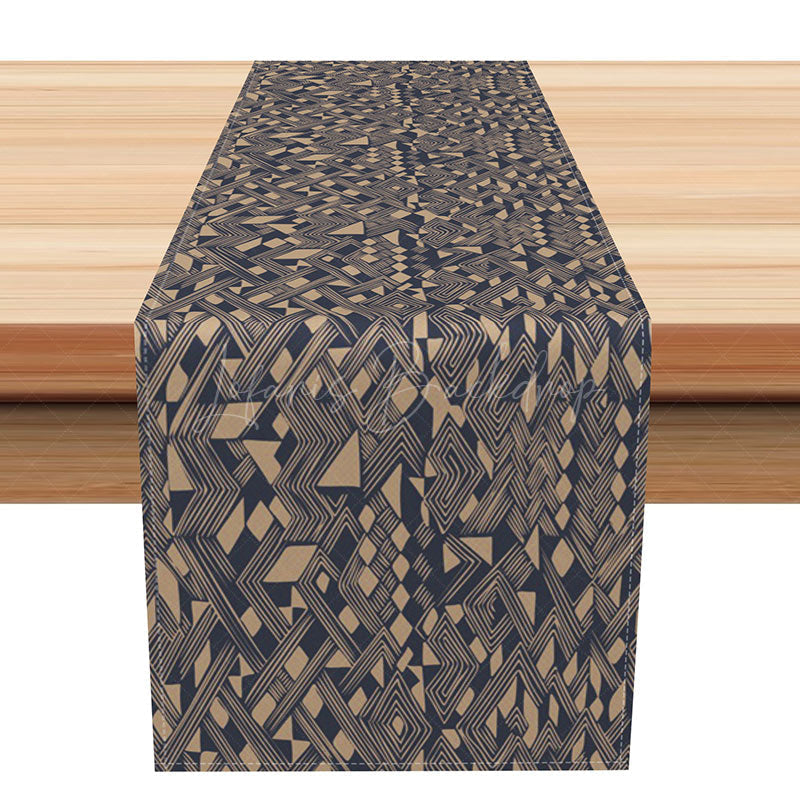 Lofaris Elegant Geometric Shapes Table Runner Repetitive Modern Abstract Pattern Minimalist Black and White Kitchen