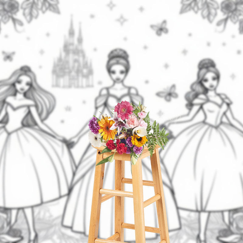 Lofaris Elegant Girls In Gorgeous Dresses Castle Backdrop