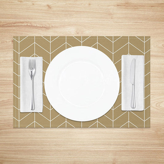 Lofaris Elegant Gold and White Abstract Lines Set of 4 Placemats Modern Art Deco for Wedding Holiday Dining