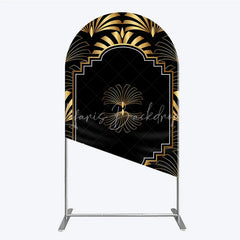 Lofaris Elegant Gold Art Deco Fan Arch Backdrop Luxury Black and Gatsby Style Party Cover