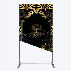 Lofaris Elegant Gold Art Deco Fan Rectangle Backdrop Luxury Black and Gatsby Style Party Cover