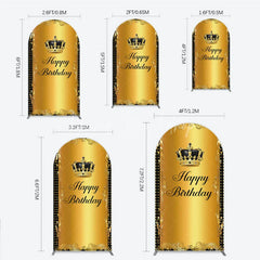Lofaris Elegant Gold Crown and Happy Birthday Arch Backdrop Royal Celebration Party Decor