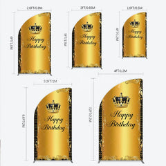 Lofaris Elegant Gold Crown and Happy Birthday Half Moon Arch Backdrop Royal Celebration Party Decor