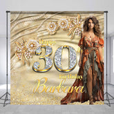 Lofaris Elegant Gold Custom Name Photo 30th Birthday Backdrop