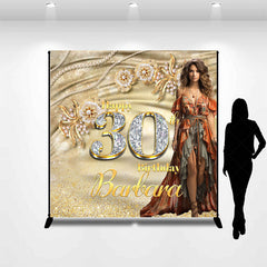 Lofaris Elegant Gold Custom Name Photo 30th Birthday Backdrop