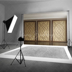 Lofaris Elegant Gold Geometric Pattern Photography Backdrop with Wooden Frame Modern Art Deco Style for Studio Shoots