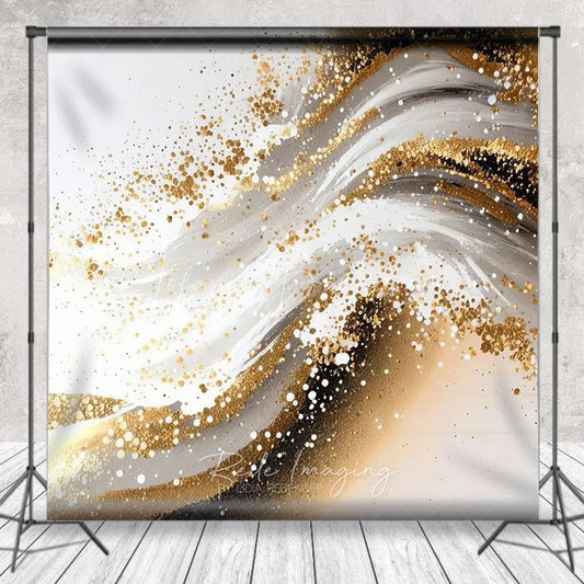 Lofaris Elegant Gold Glitter Swirl Photography Backdrop Modern Abstract Art for Party Decor