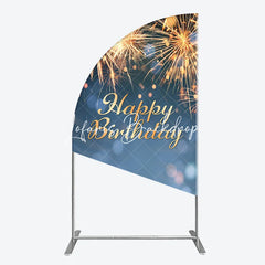 Lofaris Elegant Golden Sparkling Happy Birthday Half Moon Arch Backdrop Festive Celebration Party Decor