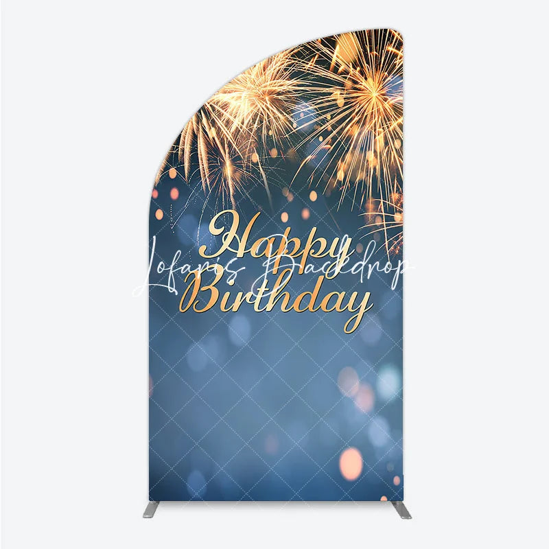 Lofaris Elegant Golden Sparkling Happy Birthday Half Moon Arch Backdrop Festive Celebration Party Decor