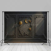 Lofaris Elegant Gray Wall Photography Backdrop with Gold Sun Moon and Stars Classic Molding Panel Studio Photo Prop