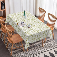 Lofaris Elegant Green Botanical Rectangle Tablecloth Beige Paisley Inspired Print Farmhouse Kitchen Dining Decor