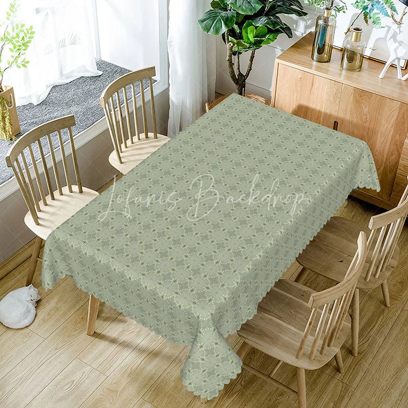 Lofaris Elegant Green Geometric Rectangle Tablecloth Simple Modern Pattern Farmhouse Kitchen Dining Table Decor