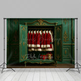 Lofaris Elegant Green Wall Santas Closet Christmas Backdrop