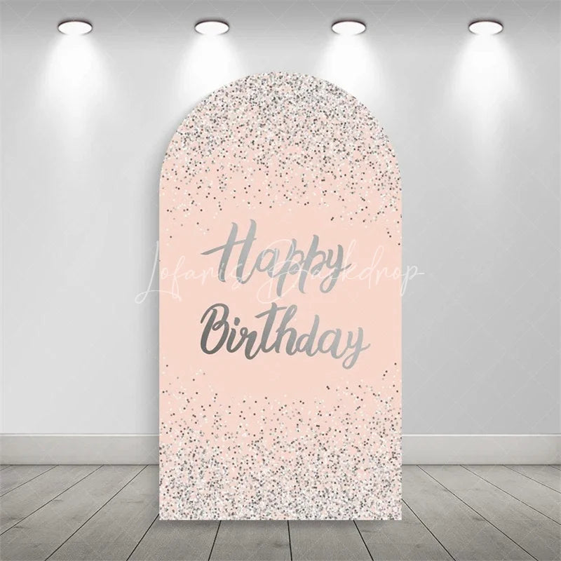 Lofaris Elegant Happy Birthday Arch Backdrop Sparkling Glitter Dust Party Celebration Background