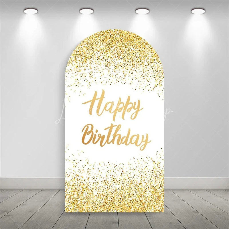 Lofaris Elegant Happy Birthday Arch Backdrop Sparkling Glitter Dust Party Celebration Background
