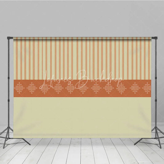 Lofaris Elegant Indian Pattern Stripe Backdrop Beige and Orange Traditional Decorative Party Banner